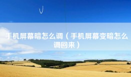 手机屏幕暗怎么调（手机屏幕变暗怎么调回来）
