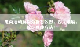 电商活动复盘分析怎么做，四大维度，教你具体方法！