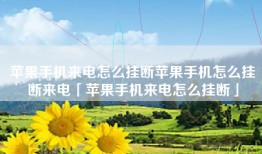 苹果手机来电怎么挂断苹果手机怎么挂断来电「苹果手机来电怎么挂断」
