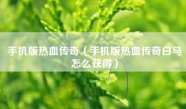 手机版热血传奇（手机版热血传奇白马怎么获得）