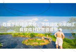百度下拉词选优化，下拉词优化平台工具软件开启营销盛景