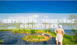 百度下拉词选优化，下拉词优化平台工具软件开启营销盛景