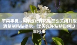 苹果手机ios16弹出允许粘贴怎么关闭并取消复制粘贴提示，误关允许粘贴如何设置回来