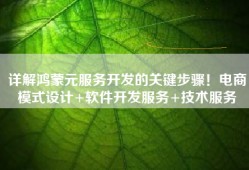 详解鸿蒙元服务开发的关键步骤！电商模式设计+软件开发服务+技术服务