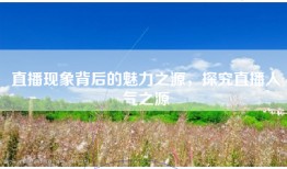直播现象背后的魅力之源，探究直播人气之源