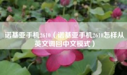 诺基亚手机2610（诺基亚手机2610怎样从英文调回中文模式）
