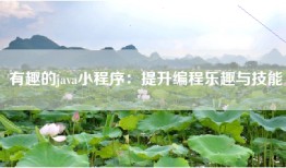 有趣的java小程序：提升编程乐趣与技能