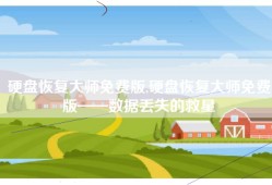 硬盘恢复大师免费版,硬盘恢复大师免费版——数据丢失的救星