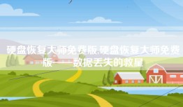 硬盘恢复大师免费版,硬盘恢复大师免费版——数据丢失的救星