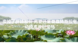 卖掉了所持股份 奔驰还是要靠特斯拉电动技术追赶宝马