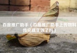 百度推广助手（百度推广助手上传物料传完就生效了吗）