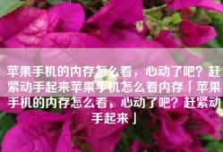 苹果手机的内存怎么看，心动了吧？赶紧动手起来苹果手机怎么看内存「苹果手机的内存怎么看，心动了吧？赶紧动手起来」