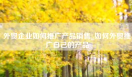 外贸企业如何推广产品销售_如何外贸推广自己的产品