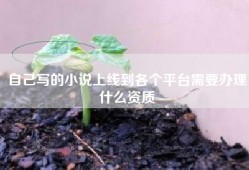 自己写的小说上线到各个平台需要办理什么资质