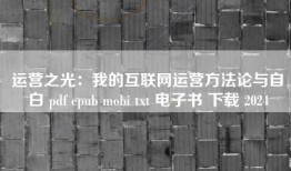 运营之光：我的互联网运营方法论与自白 pdf epub mobi txt 电子书 下载 2024