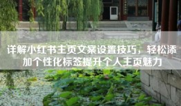 详解小红书主页文案设置技巧，轻松添加个性化标签提升个人主页魅力