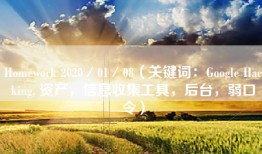 Homework 2020／01／08（关键词：Google Hacking, 资产，信息收集工具，后台，弱口令）
