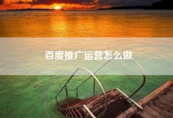 百度推广运营怎么做