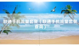 联通手机流量套餐（联通手机流量套餐查询）