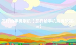 怎样给手机刷机（怎样给手机刷机教程vivo）