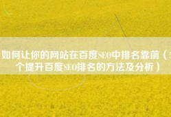 如何让你的网站在百度SEO中排名靠前（5个提升百度SEO排名的方法及分析）