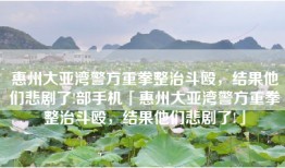 惠州大亚湾警方重拳整治斗殴，结果他们悲剧了!部手机「惠州大亚湾警方重拳整治斗殴，结果他们悲剧了!」