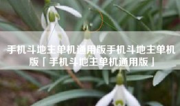 手机斗地主单机通用版手机斗地主单机版「手机斗地主单机通用版」