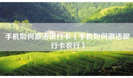 手机如何激活银行卡（手机如何激活银行卡农行）