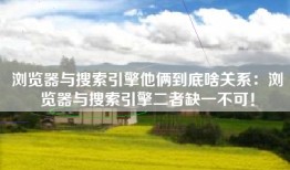 浏览器与搜索引擎他俩到底啥关系：浏览器与搜索引擎二者缺一不可！