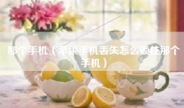 那个手机（苹果手机丢失怎么锁住那个手机）