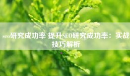 seo研究成功率 提升SEO研究成功率：实战技巧解析