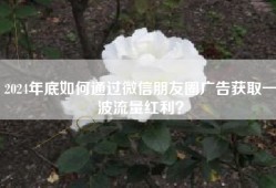 2024年底如何通过微信朋友圈广告获取一波流量红利？