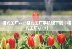 格式工厂V6.3.3格式工厂手机版下载「格式工厂V6.3.3」