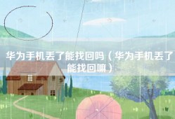 华为手机丢了能找回吗（华为手机丢了能找回嘛）