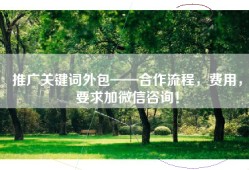 推广关键词外包——合作流程，费用，要求加微信咨询！