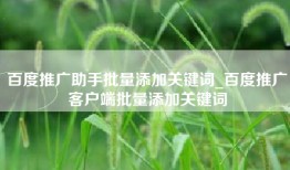 百度推广助手批量添加关键词_百度推广客户端批量添加关键词