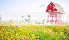 苹果手机怎么关振动苹果手机怎么关震动「苹果手机怎么关振动」