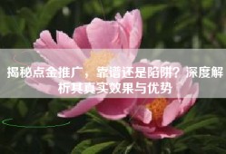 揭秘点金推广，靠谱还是陷阱？深度解析其真实效果与优势