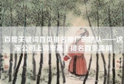 百度关键词首页排名推广的团队——这家公司上词率高｜排名首页靠前