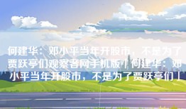 何建华：邓小平当年开股市，不是为了贾跃亭们观察者网手机版「何建华：邓小平当年开股市，不是为了贾跃亭们」