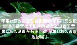 苹果12怎么设置左右返回键 苹果12怎么设置返回键苹果手机返回键怎么设置「苹果12怎么设置左右返回键 苹果12怎么设置返回键」