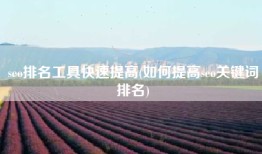 seo排名工具快速提高(如何提高seo关键词排名)