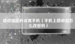 路由器密码设置手机（手机上路由器怎么改密码）