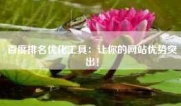 百度排名优化工具：让你的网站优势突出！