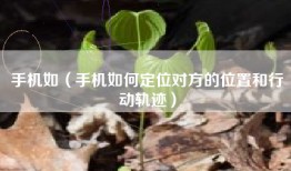 手机如（手机如何定位对方的位置和行动轨迹）
