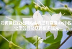 如何通过优化网站结构提升百度SEO排名，让您的网站获得更多曝光