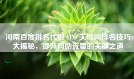 河南百度排名代做 SEO 关键词排名技巧大揭秘，提升网站流量的关键之道