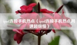 ipad连接手机热点（ipad连接手机热点网速超级慢）