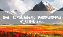番巷二四六正版资料，快速解答解释落实_战略版41.98.38