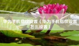 华为手机指纹设置（华为手机指纹设置怎么设置）